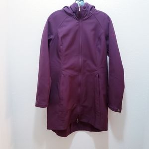 Columbia Hooded Long Jacket Plum Color Size Small